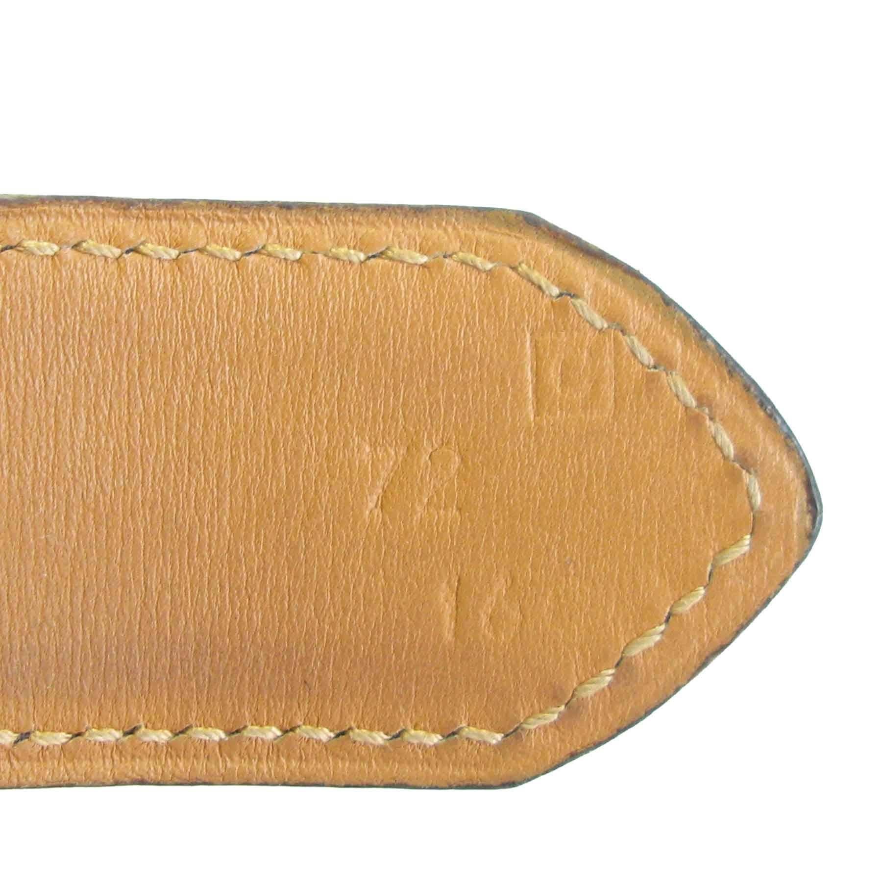 HERMES Navy Blue Leather Belt with Horseshoe Buckle Size 72 FR 1