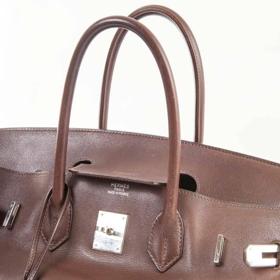 Brown HERMES Bag Birkin 35 in Soft Chocolate Leather