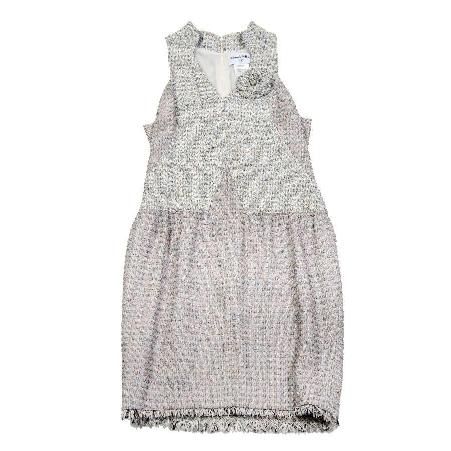 CHANEL Dress in Pastel Colors Tweed Size 42FR For Sale