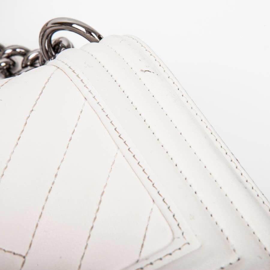 CHANEL 'Boy' Flap Bag in Quilted White Leather 1