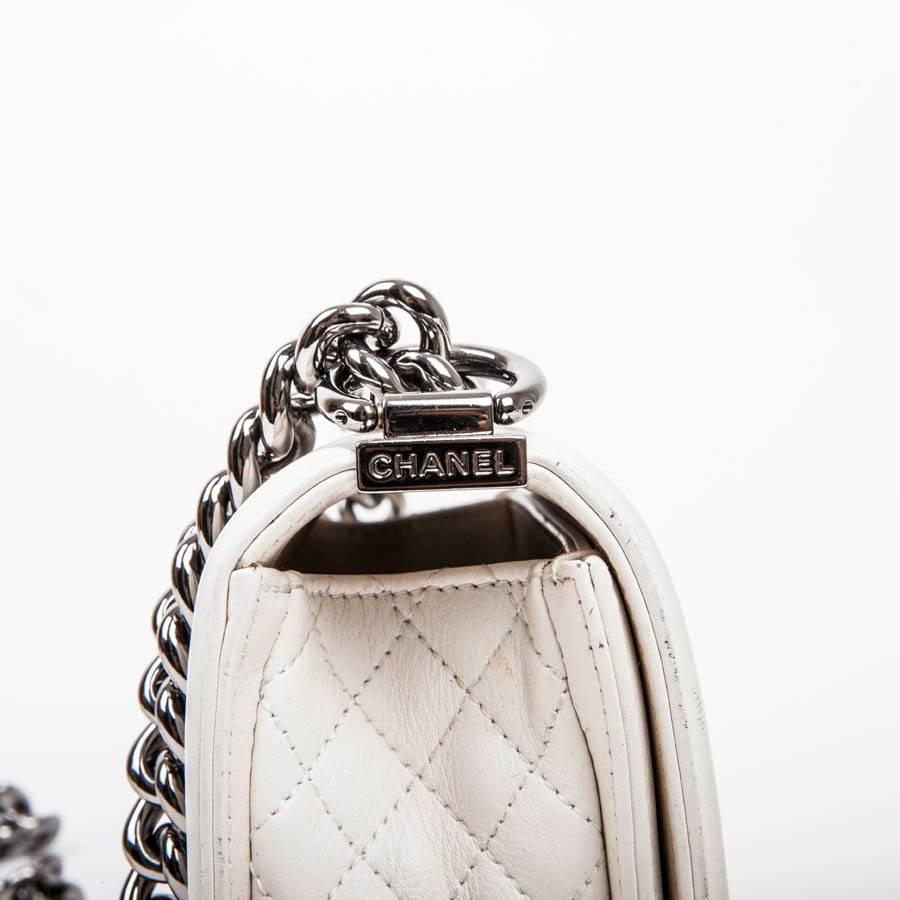 CHANEL 'Boy' Flap Bag in Quilted White Leather 2