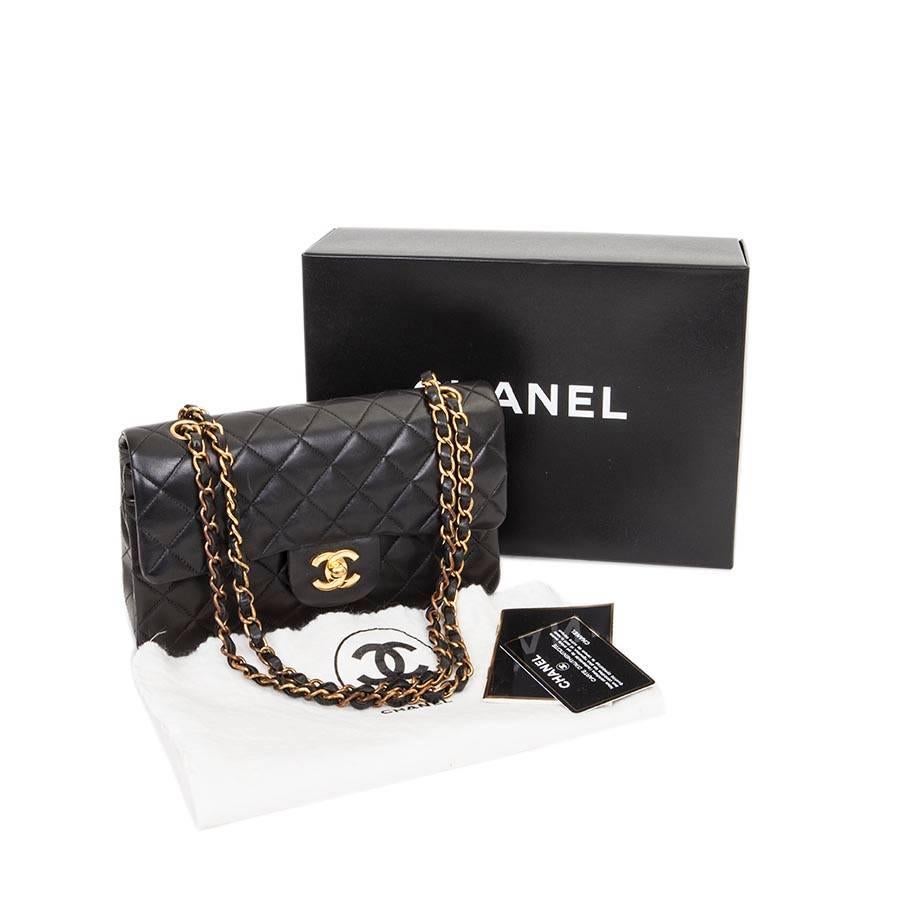 CHANEL 'Timeless' Double Flap Bag in Black Quilted Lambskin Leather 6