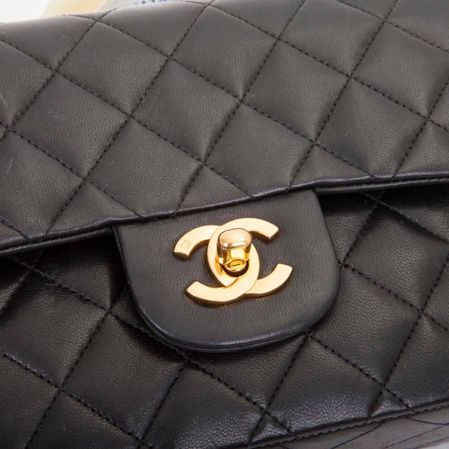 CHANEL 'Timeless' Double Flap Bag in Black Quilted Lambskin Leather 2