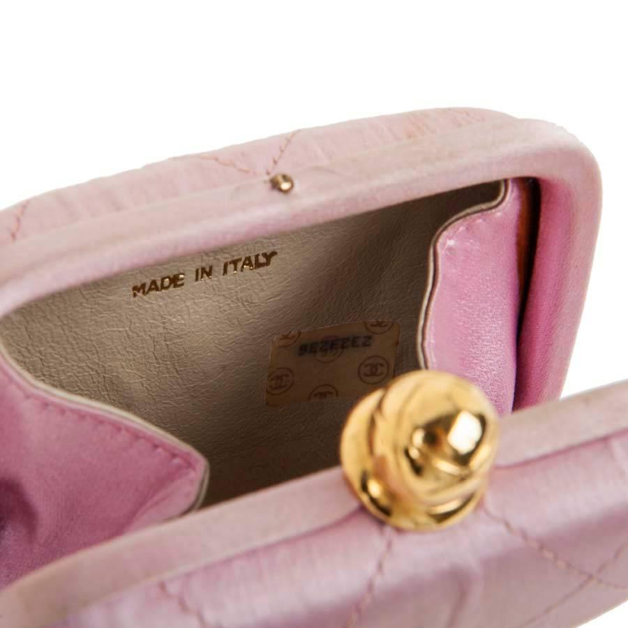 Women's CHANEL Minaudière in Pale Pink Quilted Silk Satin