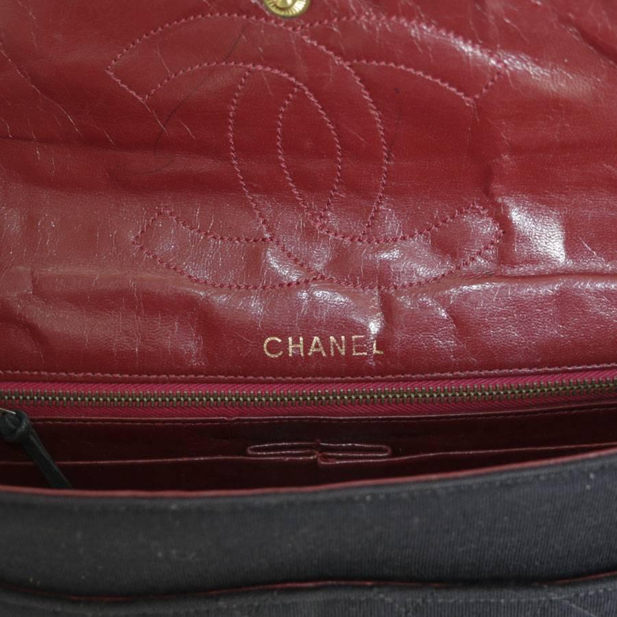 Vintage CHANEL 'Timeless' Double Flap Bag in Black Leather and Jersey 1