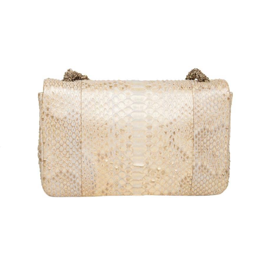 Women's CHANEL Flap Bag in Beige Python