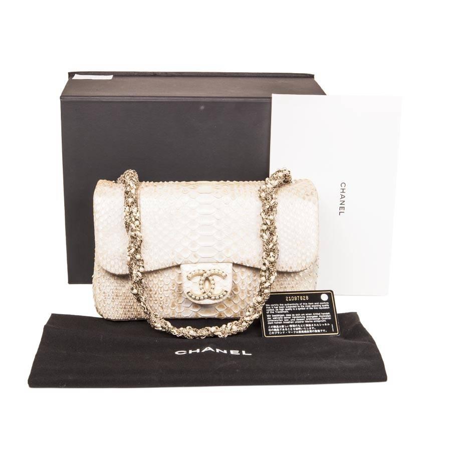 CHANEL Flap Bag in Beige Python 6