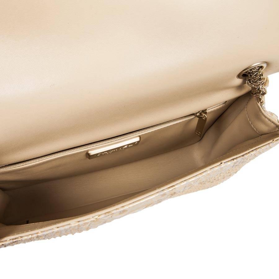 CHANEL Flap Bag in Beige Python 4