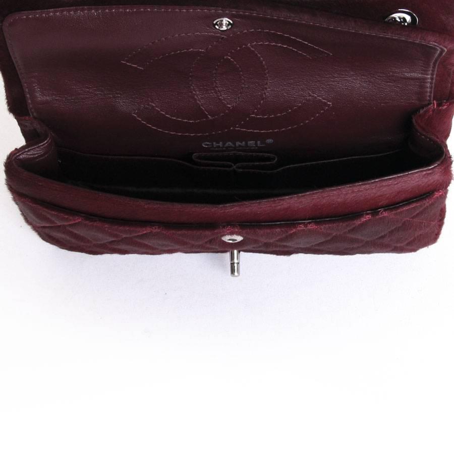CHANEL 'Timeless' Flap Bag in Burgundy Foal Leather In Excellent Condition In Paris, FR