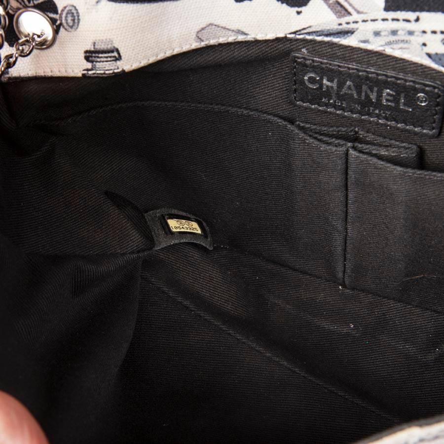CHANEL 'Timeless' Flap Bag in White and Black Canvas 3