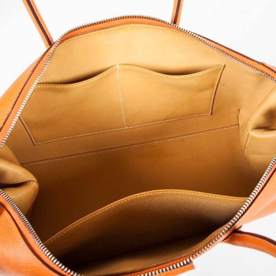 HERMES 'Bombay' Bag in Orange Epsom Leather In Excellent Condition In Paris, FR