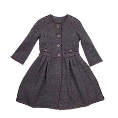 CHANEL Coat Dress in Purple Tweed with Pale Gold Thread Size 34FR