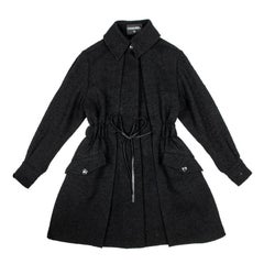 CHANEL Coat in Black Wool Tweed Size 38/40FR