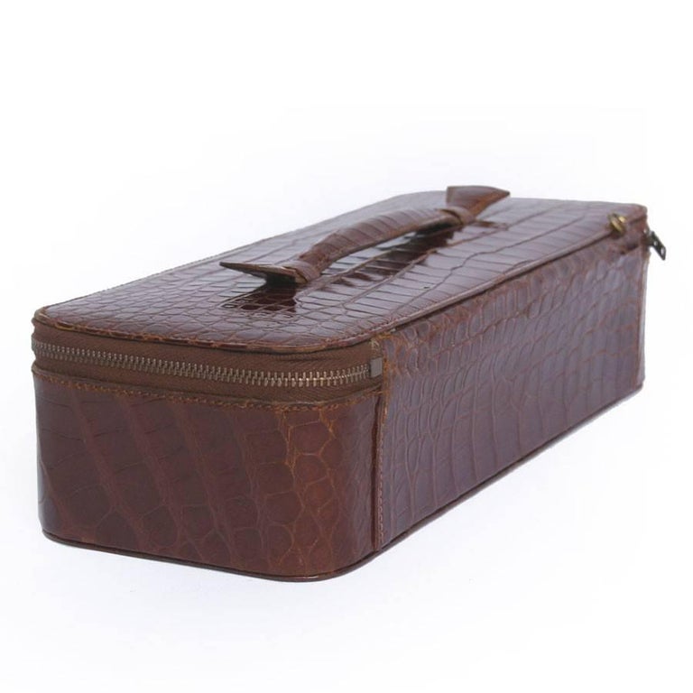 Vintage HERMES Jewelry Box in Brown Crocodile For Sale at 1stDibs hermes jewelry case, hermes