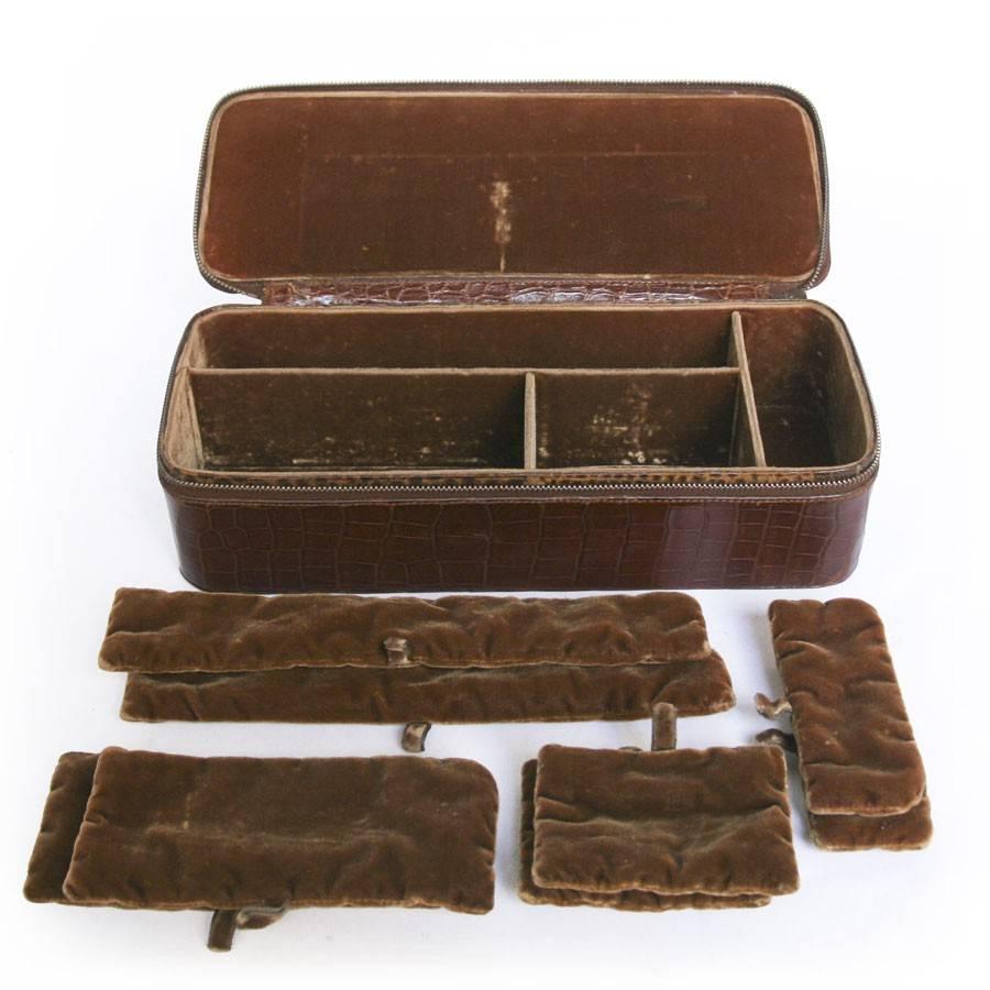 Women's Vintage HERMES Jewelry Box in Brown Crocodile
