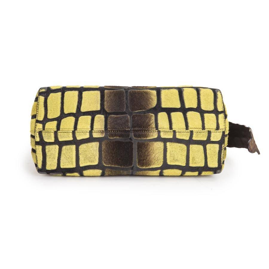 FENDI Bag in Yellow Foal Leather and Brown Crocodile Leather 1