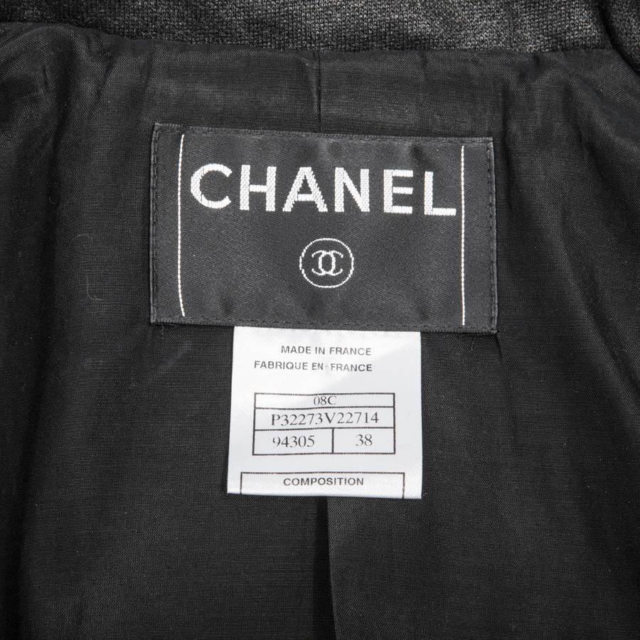 CHANEL 'Paris Los Angeles' Jacket in Asymmetrical Black Shiny Cotton Size 38FR 2