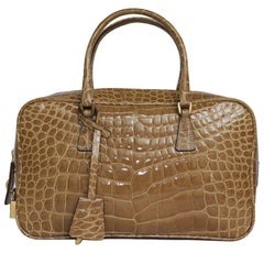 PRADA Mini Plume Handbag in Blond Alligator Leather