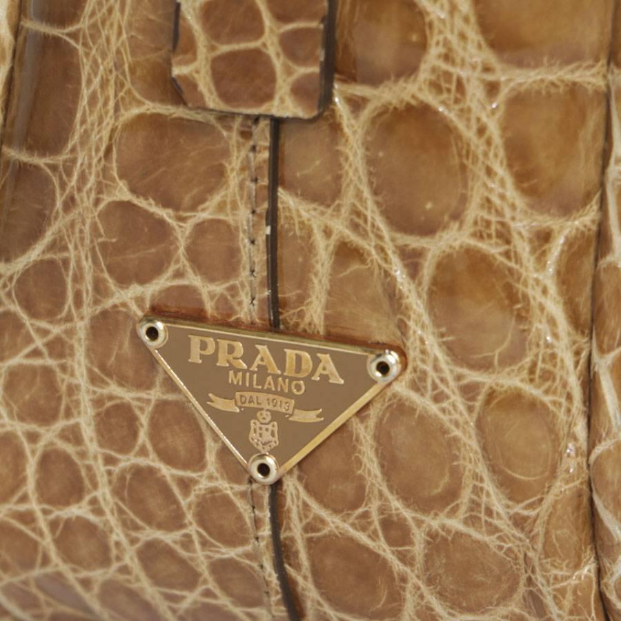 PRADA Mini Plume Handbag in Blond Alligator Leather 2