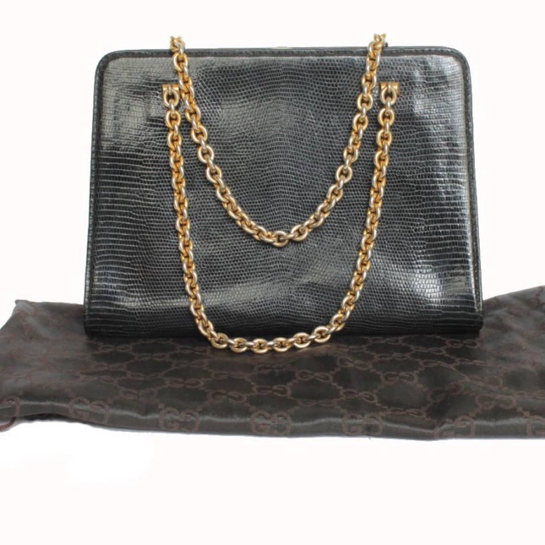 Vintage GUCCI Bag in Black Lizard 1