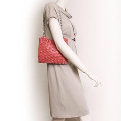 PACO RABANNE Bag in Coral Leather and Palladium Metal