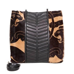 VALENTINO Bag in Goat Leather with Panther Printed and Black Smooth Lamb Leather