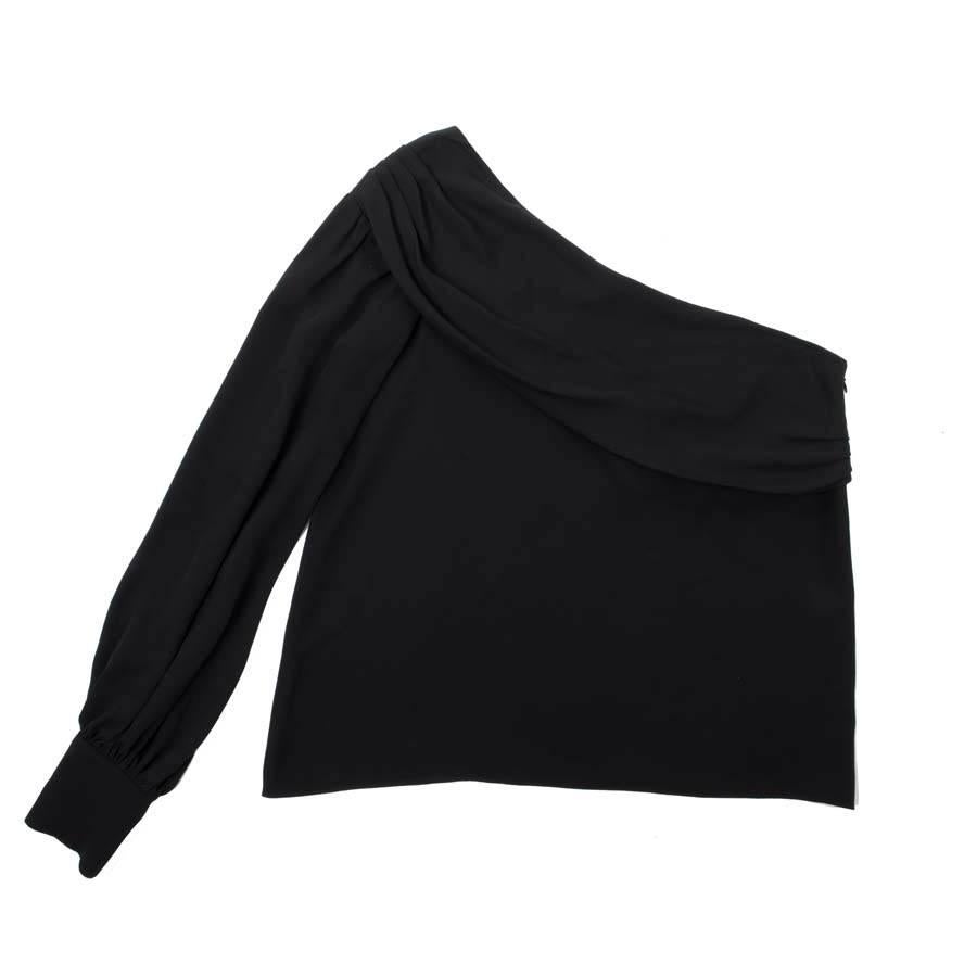 CHANEL Asymmetric Top in Black Silk Size 42EU
