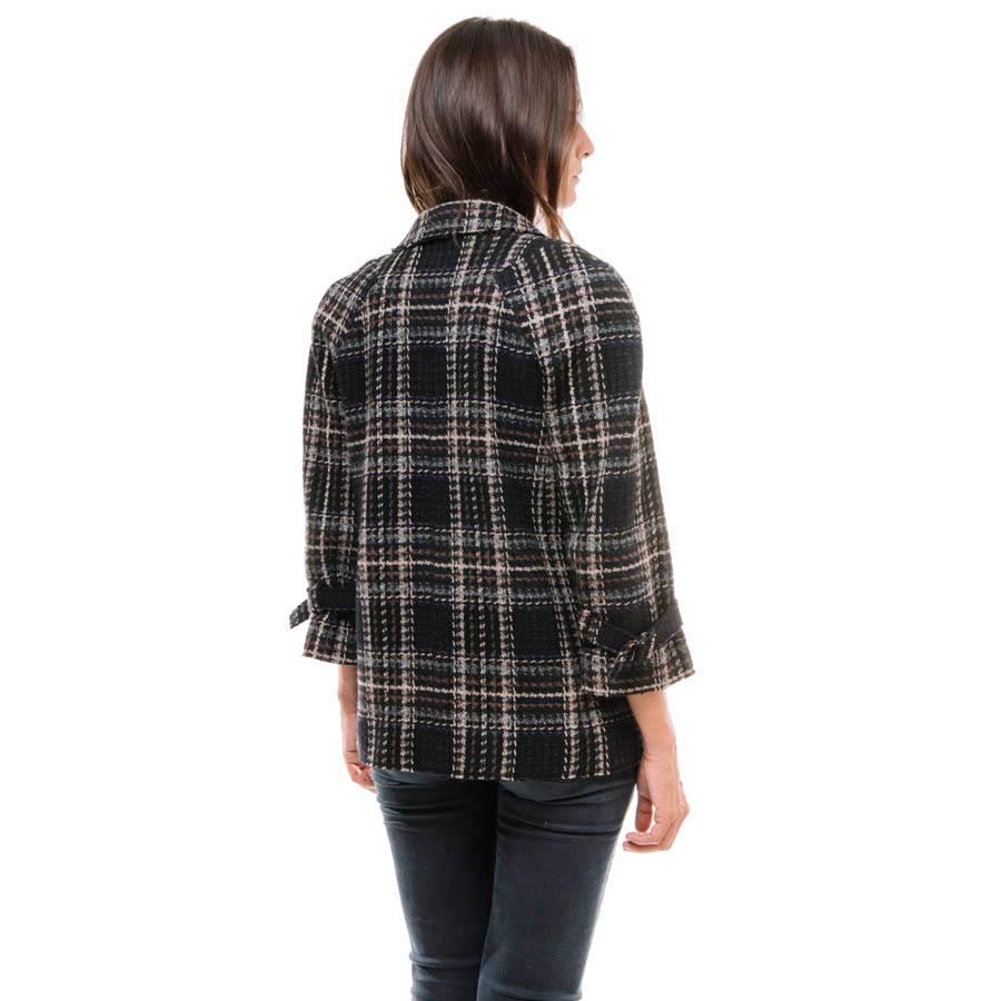 CHANEL Checked Jacket in Black Wool Tweed and Multicolored Checks Size 38EU 1