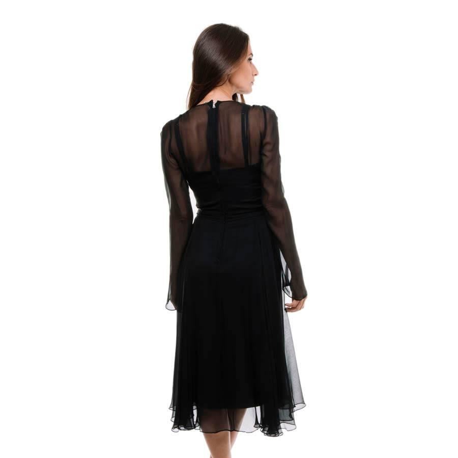 DOLCE & GABBANA Cocktail Dress in Black Chiffon Size 40IT 2