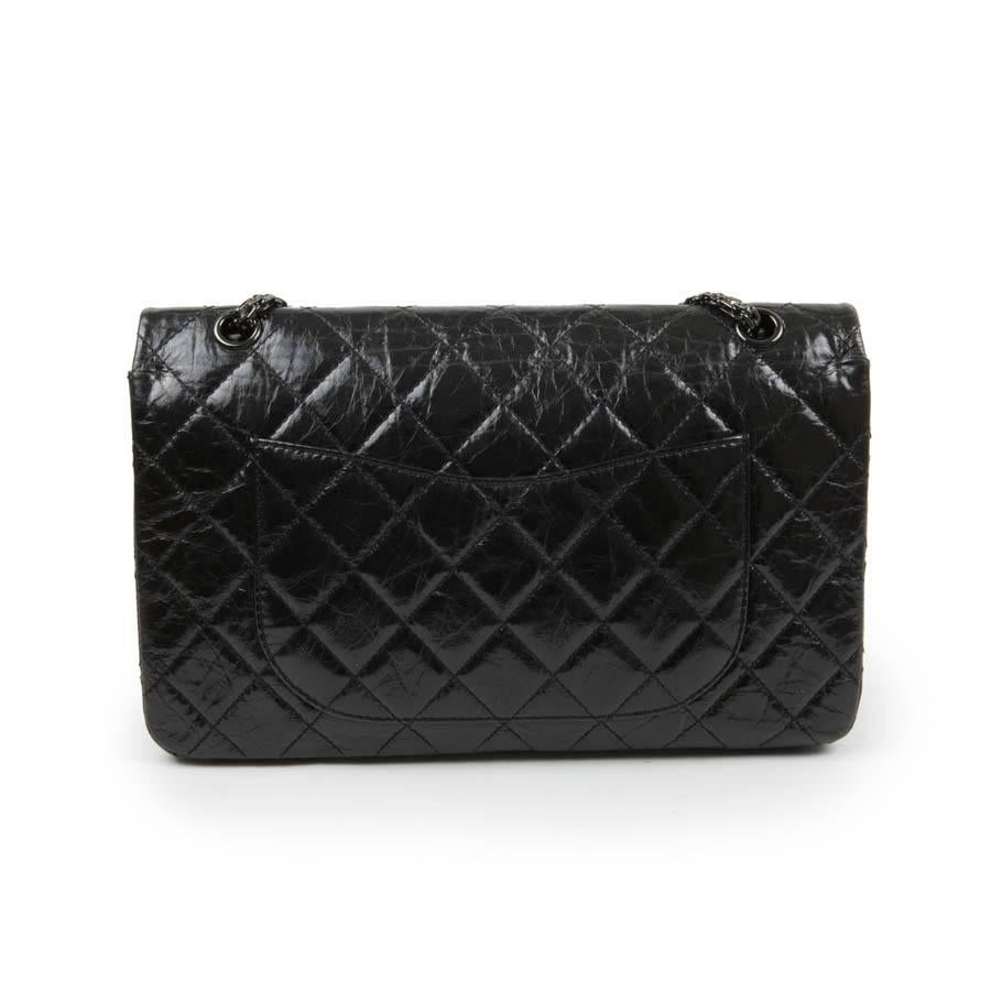 CHANEL 2.55 Double Flap Bag in Shiny Black 'So Black' Leather For Sale ...