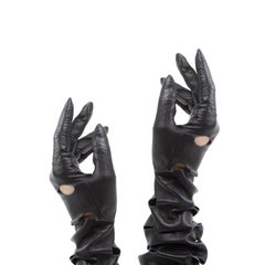 CHANEL Long Perforated Gloves in Black Lamb Leather