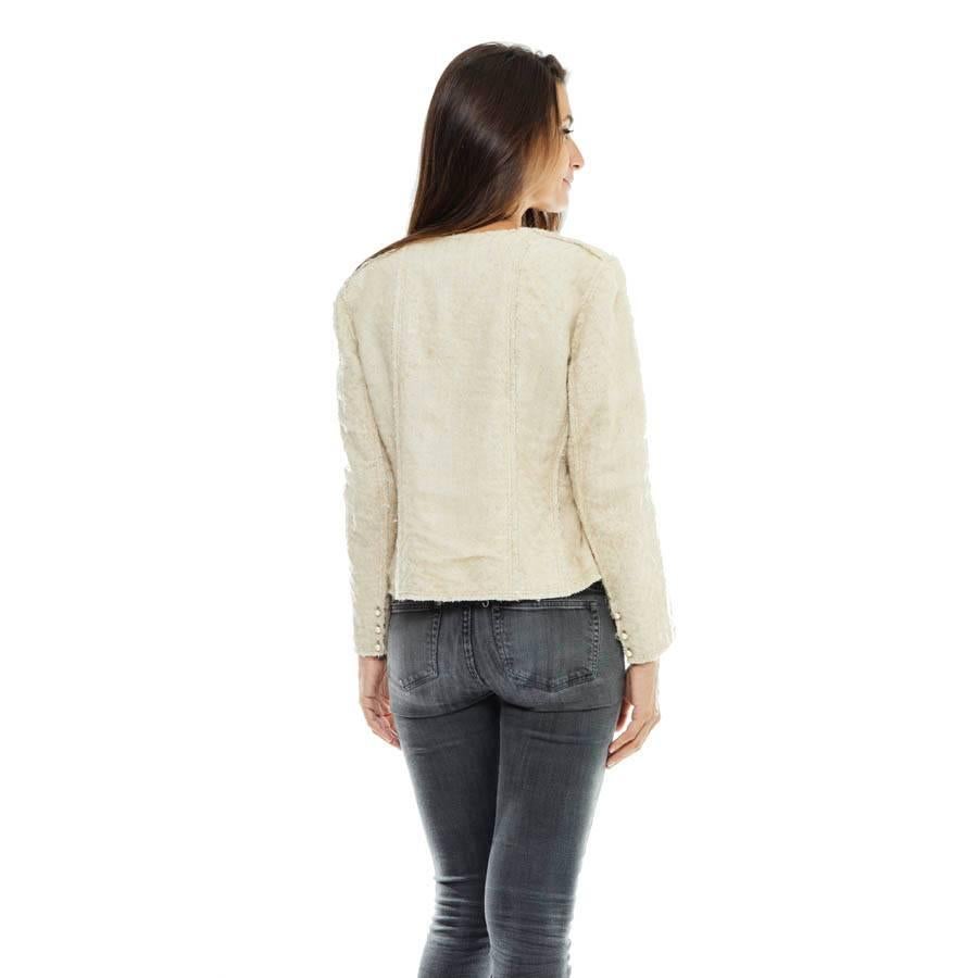 Women's CHANEL Short Jacket in Beige Tweed Size 38FR