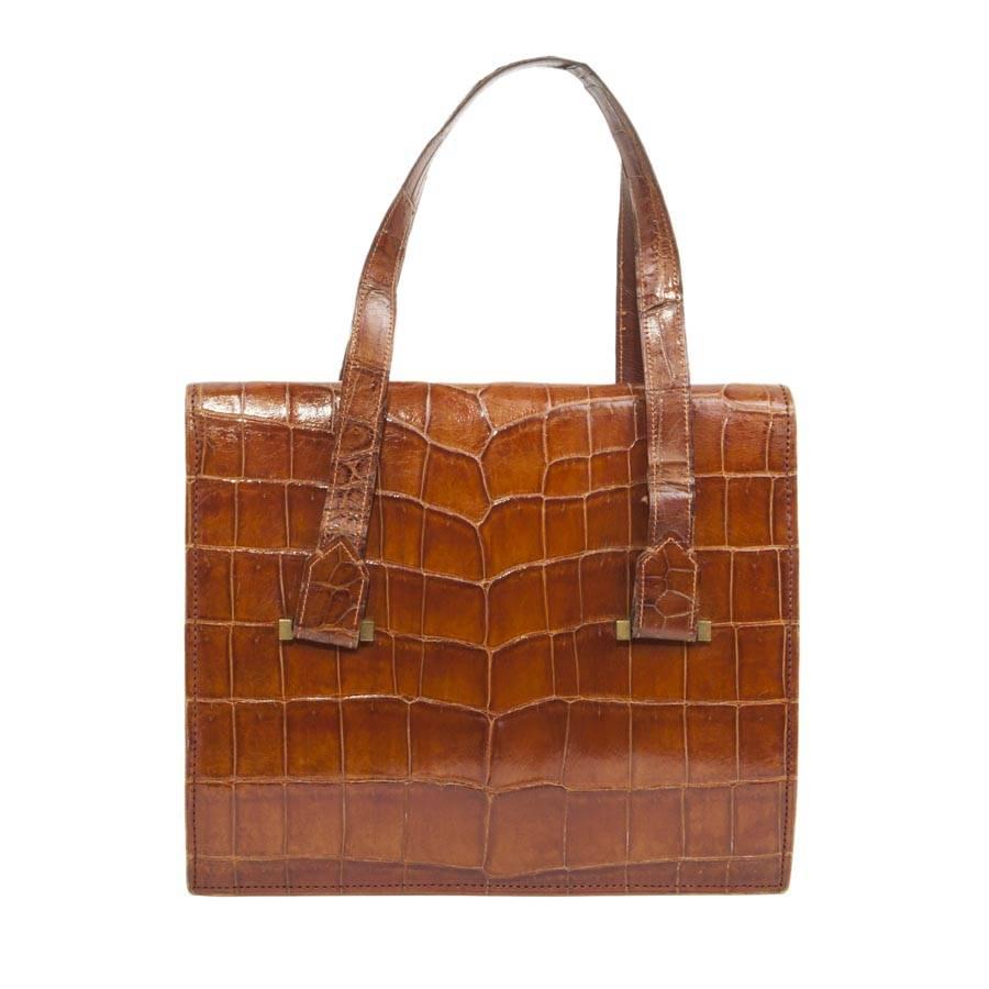 HERMES '24 Faubourg' Handtasche aus Kamel-Alligatorleder (Braun)