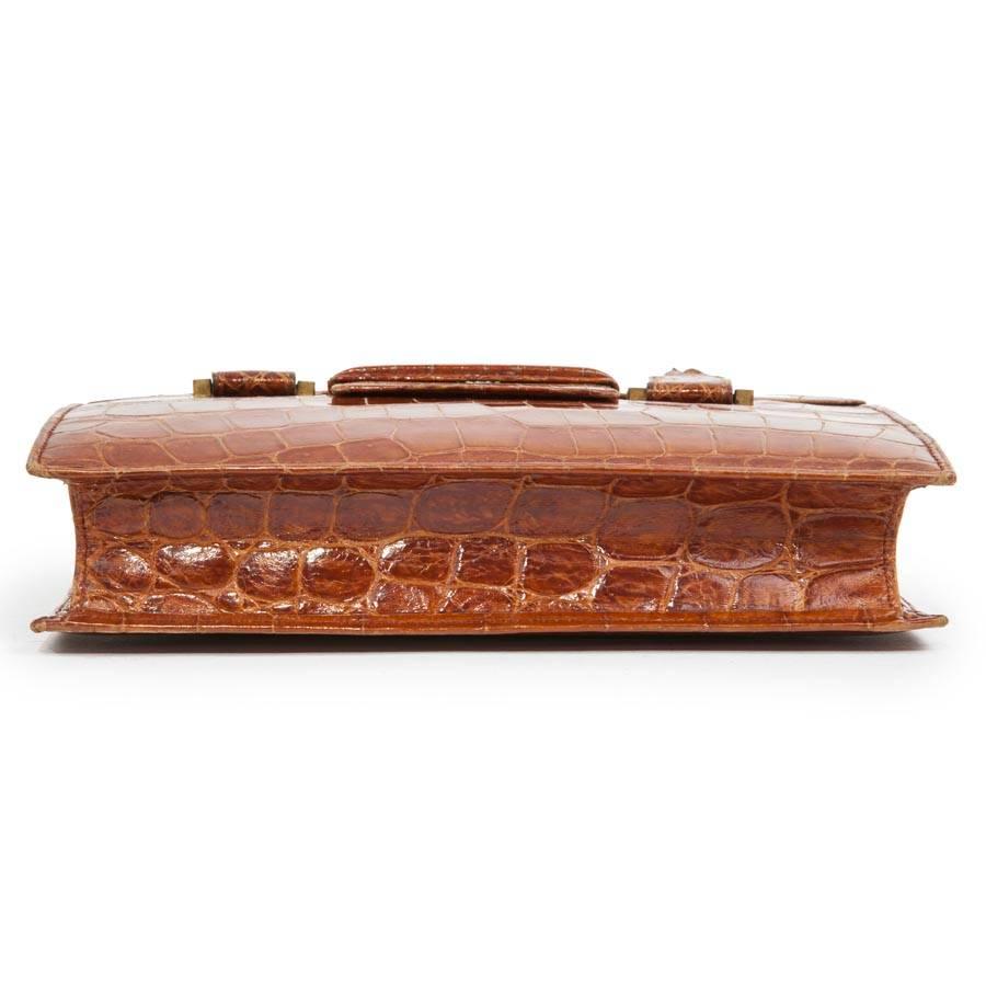 HERMES '24 Faubourg' Handtasche aus Kamel-Alligatorleder im Zustand „Hervorragend“ in Paris, FR