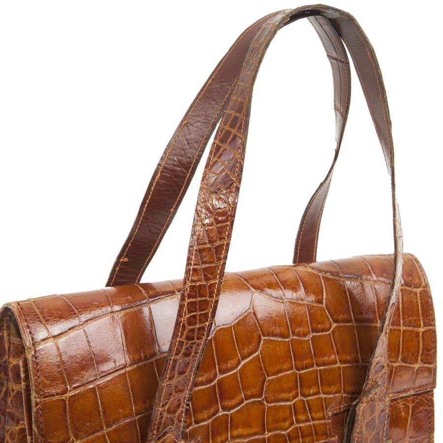 HERMES '24 Faubourg' Handtasche aus Kamel-Alligatorleder Damen