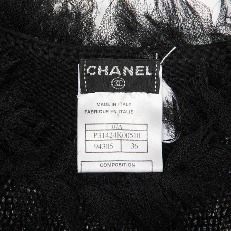 CHANEL 'Paris Monaco' Black Embroidered Dress in Wool and Silk Size 36FR 2