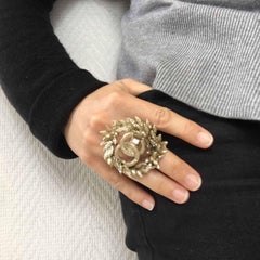 CHANEL Crown Ear of Wheat Ring in Gilded Metal Size 53FR