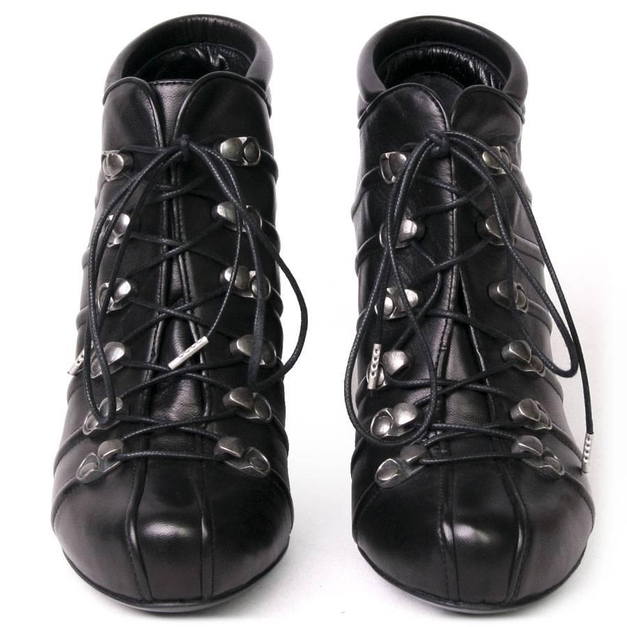 ALEXANDER MC QUEEN Heeled Boots in Black Leather Size 36EU In New Condition In Paris, FR