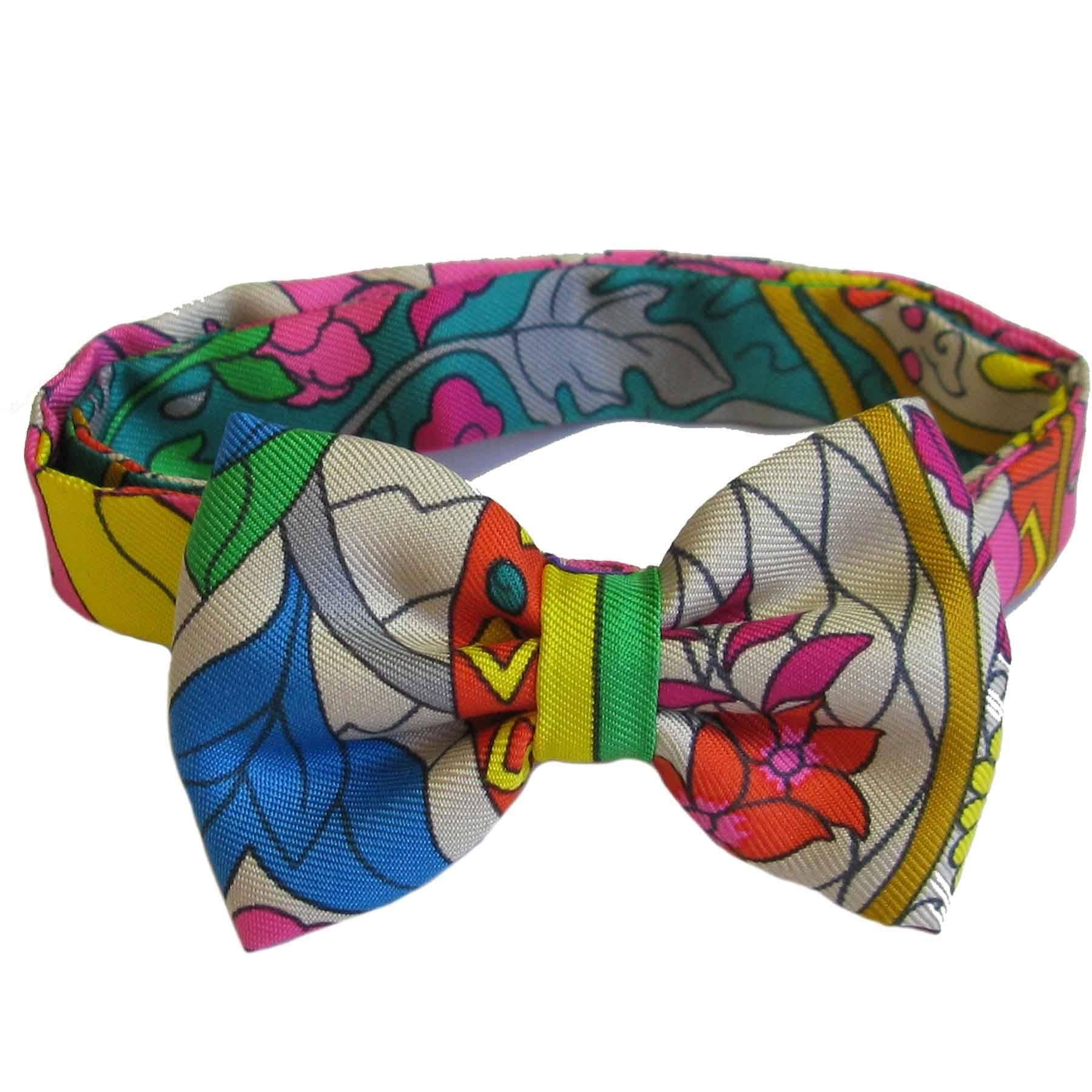 HERMES Multicolored Silk Bow Tie