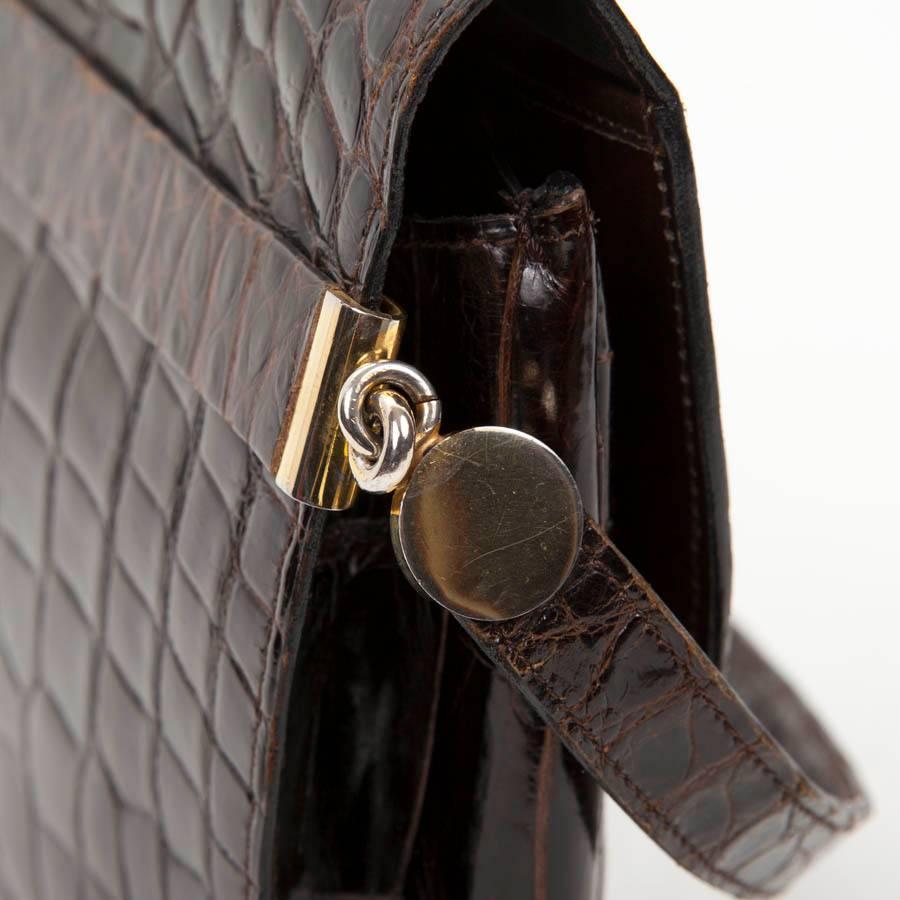 Black Vintage CHRISTIAN DIOR  Bag in Brown Crocodile Leather