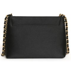 CHANEL Set : Evening Bag in Black Satin, Gilded Metal Clip-on Earrings and  Ring
