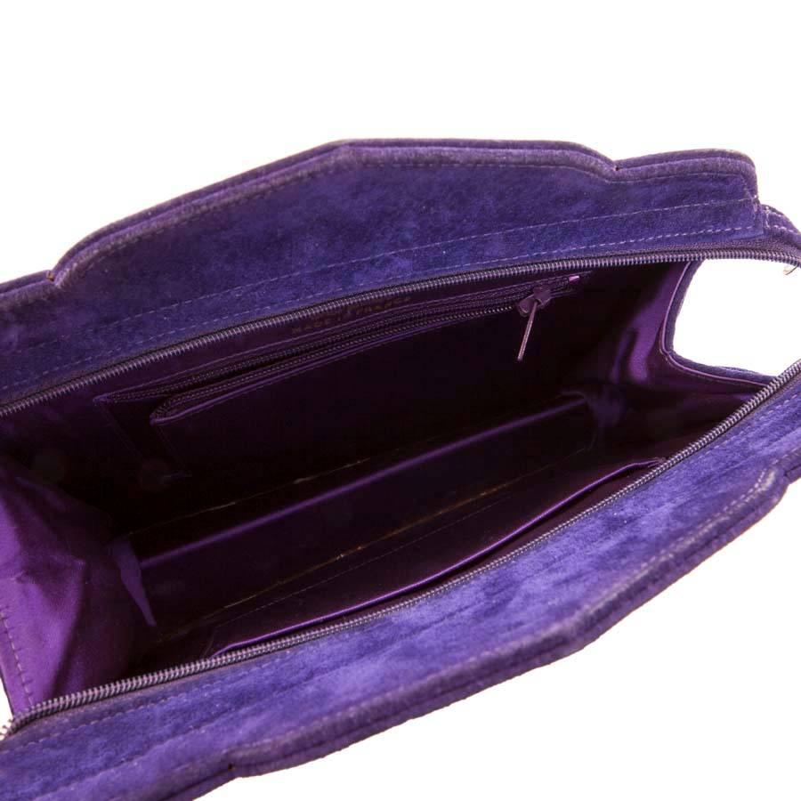 Women's Vintage YVES SAINT LAURENT Clutch Bag in Purple Velvet Calfskin