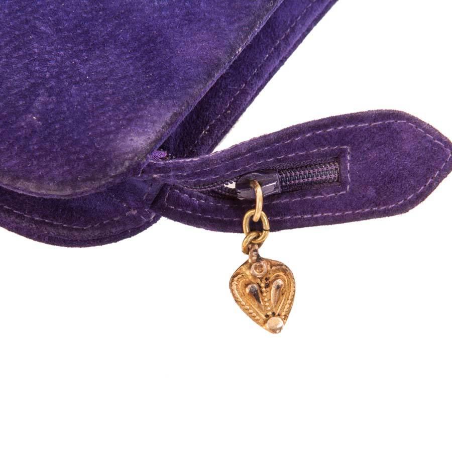 Vintage YVES SAINT LAURENT Clutch Bag in Purple Velvet Calfskin 2