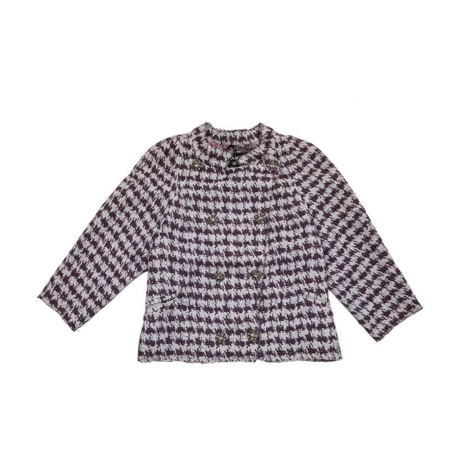 CHANEL Cross Jacket in Two Tones Purple Cotton Size 40EU For Sale