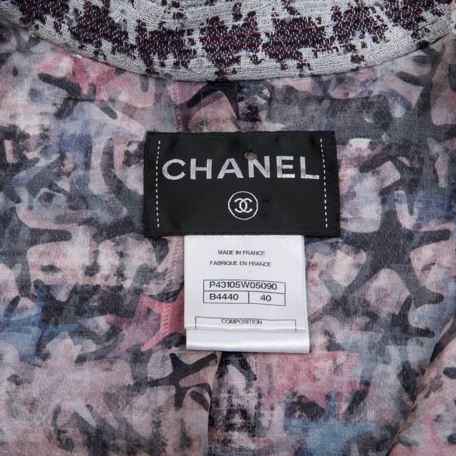 Women's CHANEL Cross Jacket in Two Tones Purple Cotton Size 40EU For Sale