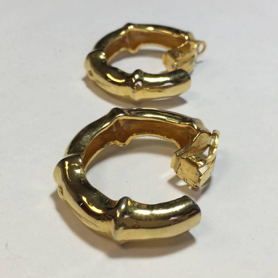 Vintage HERMES Creole Clip-on earrings in Gold Plated Metal 1