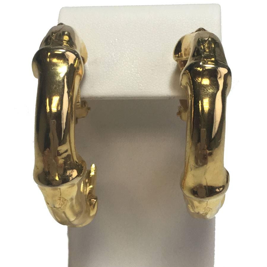 Vintage HERMES Creole Clip-on earrings in Gold Plated Metal In Excellent Condition In Paris, FR