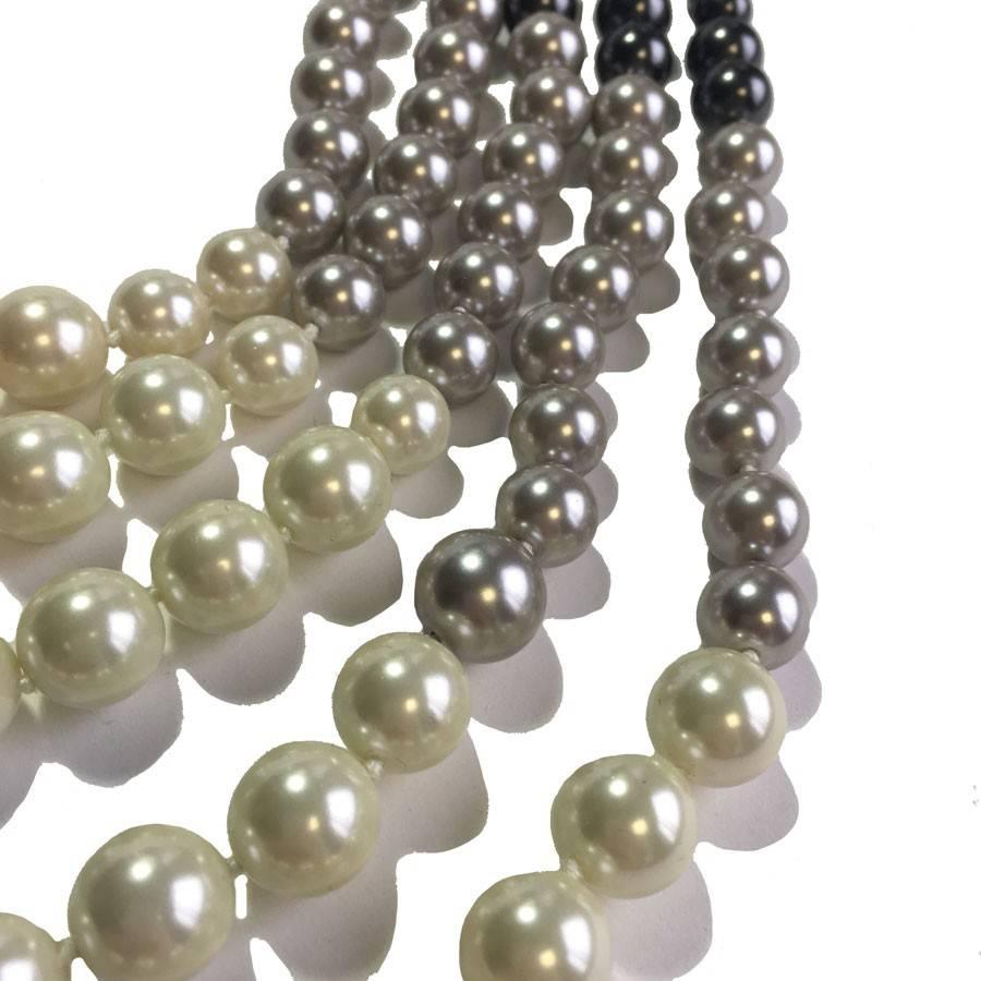 Women's CHANEL Necklace 5 rows of Pearls of 4 Colors