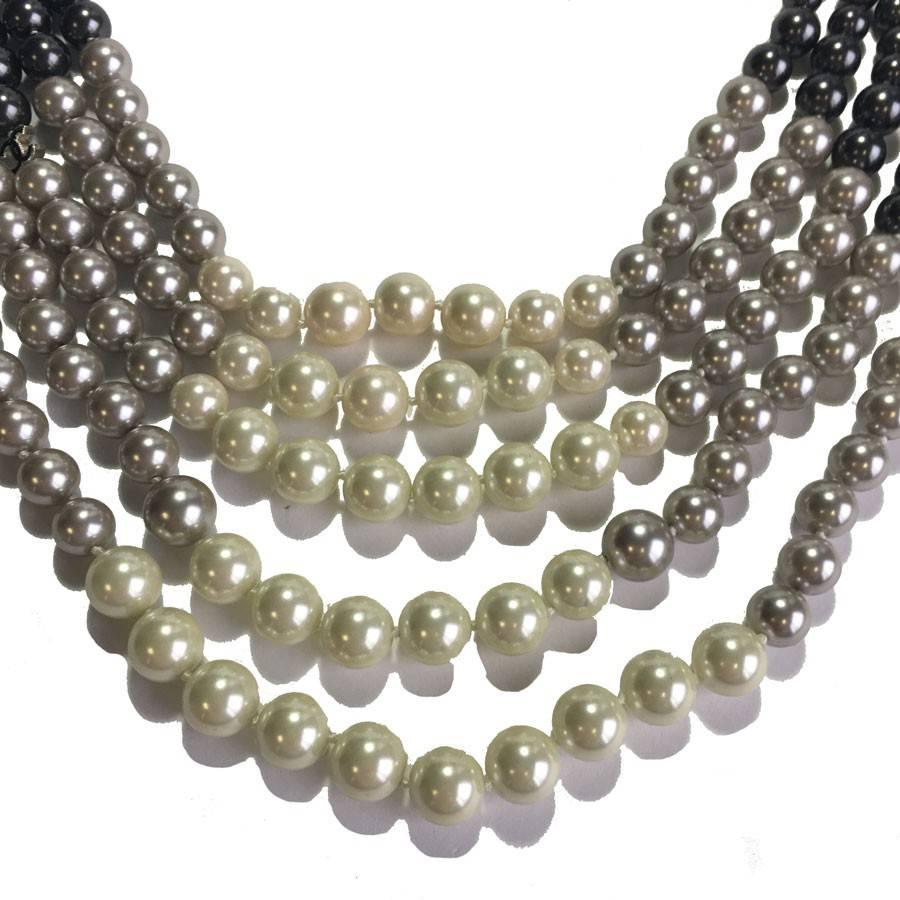 CHANEL Necklace 5 rows of Pearls of 4 Colors 1