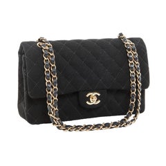 CHANEL Timeless Double Flap Bag in Black Jersey